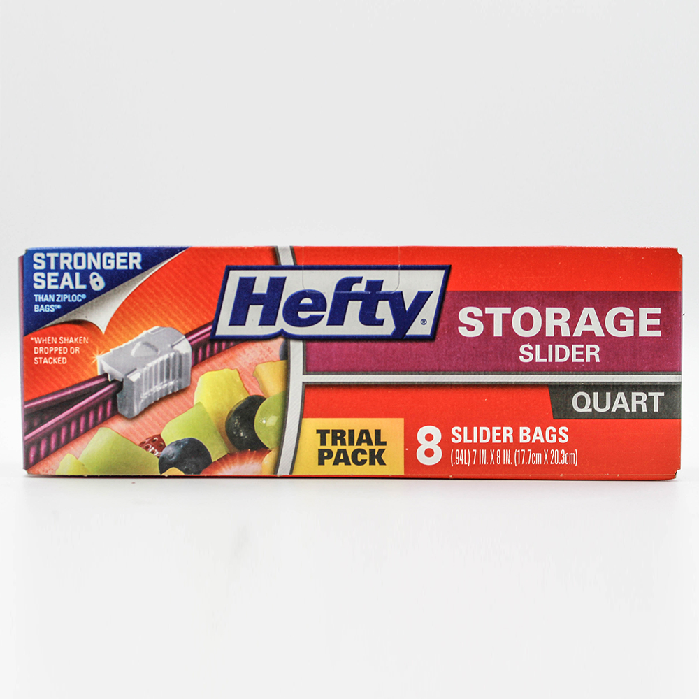 1/8ct. Hefty one zip storage bag slider - Abe Wholesale