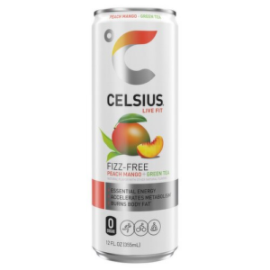 12/12oz CELSIUS FIZZ-FREE PEACH MANGO + GREEN TEA