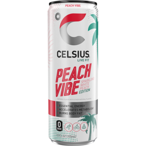12/12oz CELSIUS SPARKLING PEACH VIBE WHITE PEACH EDITION