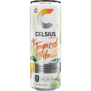 12/12oz CELSIUS SPARKLING TROPICAL VIBE STARFRUIT PINEAPPLE EDITION